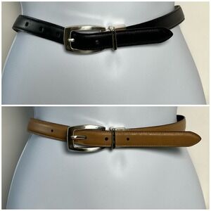Lauren Ralph Lauren Belt Reversible Brown/Tan Silver Buckle 33" Waist